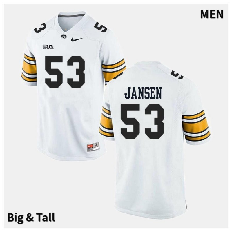 Men's Iowa Hawkeyes NCAA #53 Garret Jansen White Authentic Nike Big & Tall Alumni Stitched College Football Jersey YC34X15RK